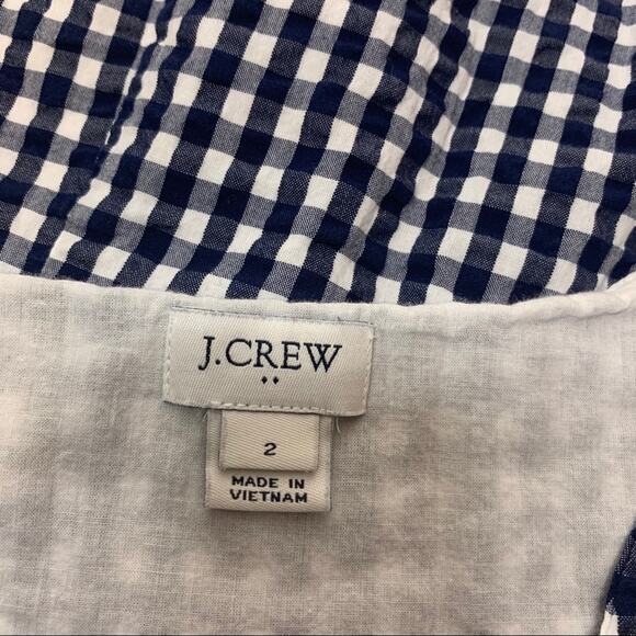 J. Crew button front gingham plaid dress blue white sz 2 - Picture 7 of 8